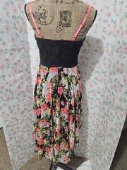B. DARLIN, JUNIOR&rsquo;S BLACK/HOT PINK POLY BL SLEEVELESS FLORAL ASY DRESS, SIZE 7/8
