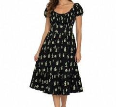 Collectif London Cactus Babydoll Midi Dress XXS Cottage Western Ruffle Peasant