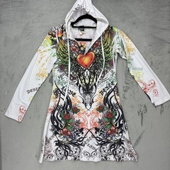Sara Mode Dress Medium Tattoo Hooded Y2K 90&Prime;s Hearts Rhinestone Rose USA artist
