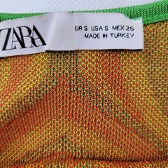 Zara Jacquard Knit Mini Dress Size S Retro 60s Mod Boho Citrus Yellow Green Red