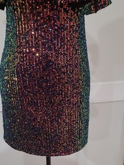 Thirty Thirty LA Multicolor Sequin Strapless Mini Dress with Ruffles – Size L Jr