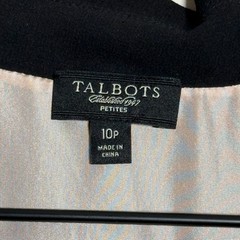 Talbots Womens Silk Sheath Dress 10P Black Pink Pleated Formal Modest Brunch