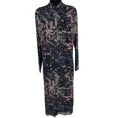 Steve Madden Abstract Mesh Bodycon Midi Dress Mock Neck long Sleeve Y2K XXLarge
