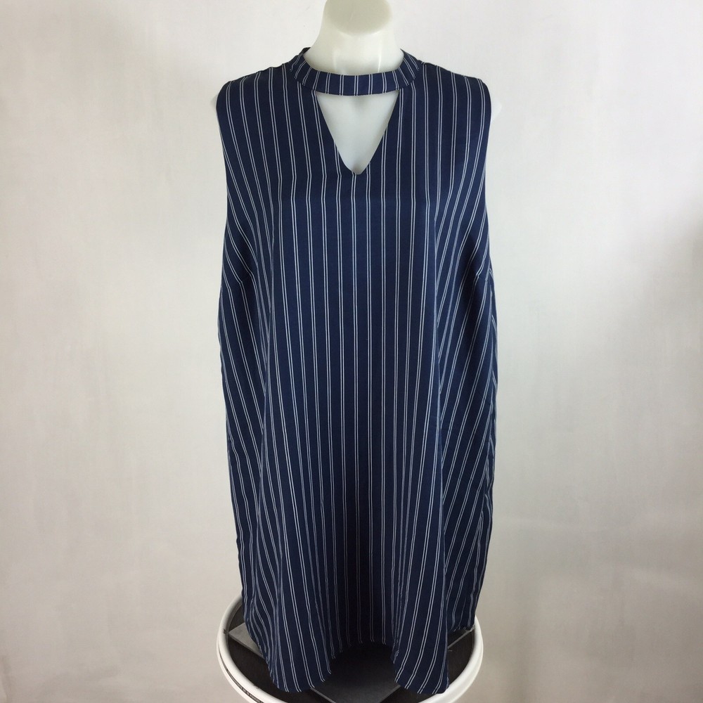 Blu Pepper Plus Size Vertical Stripe Swing Dress Navy Off White Size 3X PSJ3968