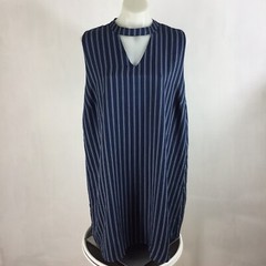 Blu Pepper Plus Size Vertical Stripe Swing Dress Navy Off White Size 3X PSJ3968
