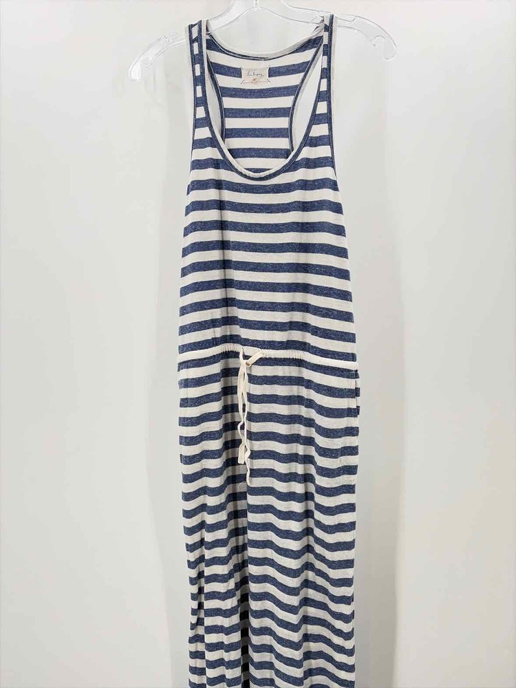 Pre-Owned Lou & Grey White Size Large Stripe Maxi Sleeveless Dress