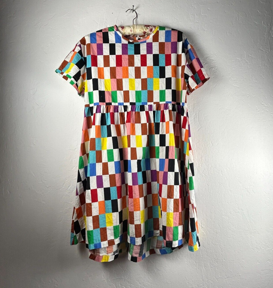 Pride Target Multicolor Checkered Skater Dress Size Small Short Sleeve Casual