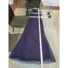 David&rsquo;s Bridal Maxi Dress Women&rsquo;s Size 2 Navy Blue 100% Polyester Halter Neck