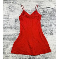 SILX by August Silk Red 100% Silk Jacquard Mini Slip Dress Womens Size M