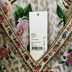 Camilla Leos Bouquet Dress Size Small S Mini Gathered Panel Silk A-line Floral