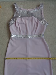 V Very pink silver sequined evening dress full length ballgown prom party UK10