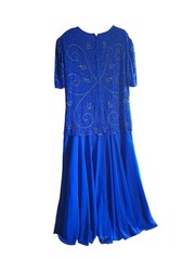 NEW WITH TAGS Ladies Long Formal Blue Beaded Dress By BRILLIANTE BY JA Size 1X