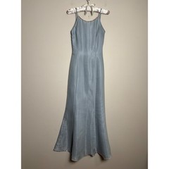 Jessica McClintock Gunne Sax VTG Y2K Blue Shimmer Gown 3/4 Rhinestone Slip Dress