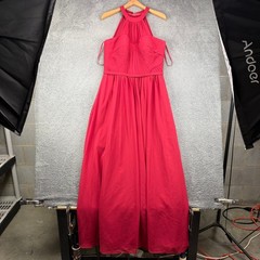Fiesta Fashion Red Halter Neck Pleated Chiffon Maxi Gown Dress Womens XL