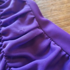 Deb Y2K Purple Halter Dress w/ Ruched Detailing Early 2000s Hankerchief Hem Gown