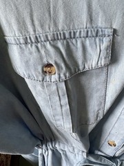Speed Limit Blue Solid Denim Shirt Dress Button Front Collared 3/4 Pockets M