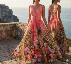 ANNA SUI 100% Silk Butterfly Floral Maxi Dress Size M Lace Back Pink Y2K Fairy
