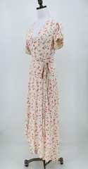 Christy Dawn The Dawn Ivory Pink Floral V Neck Long Wrap Sundress Sz L