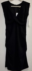 Nicole Miller NWT $385 Rouched Black Crepe Stretch Dress Midi Cocktail Size 8