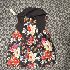 Anthropologie Strapless Floral Mini Dress Zip Black Red White Blue Purple Size S