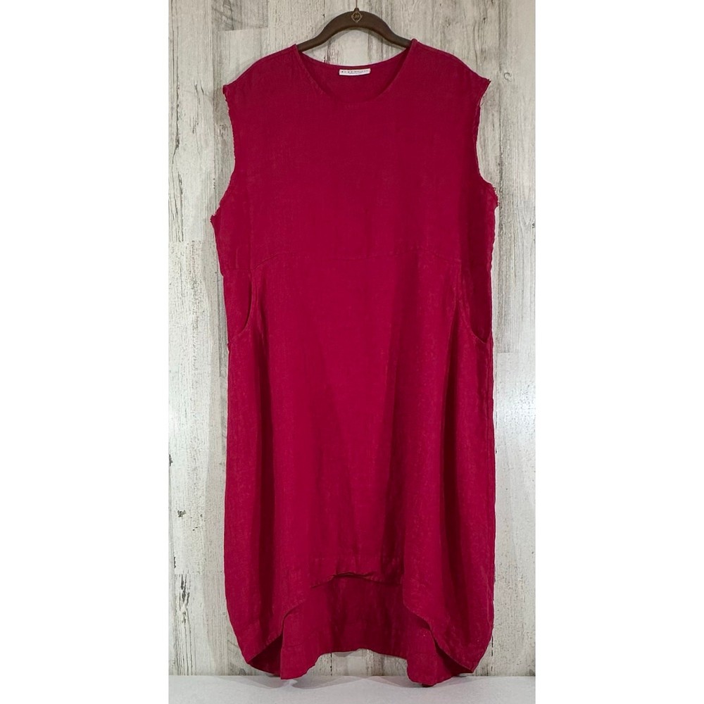 Bryn Walker Dress Size Small Oversized Fuchsia Pink High Low Hem Pockets READ