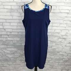 Title Nine Tennis Dress Womens L Blue/Tie Dye Sleeveless Athleisure Golf Knit