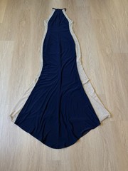 XSCAPECaviar-Beaded Illusion Gown Size 4navy Blue
