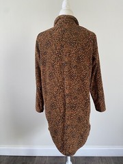 Lands End Women Leopard Print Dress LS Stretch Pockets Fleece 1/4 Zip Sz M/P