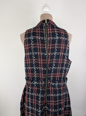 NWT ALEXIA ADMOR Remington Plaid Tweed Midi Dress Sz 14 Navy Quiet Luxury