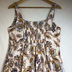 Old Navy Fit & Flare Linen-Blend Cami Midi Dress Size L Floral Sleeveless