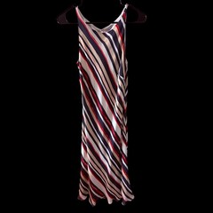 Casual Corner Y2K VTG Diagonal Striped slinky Halter Dress Sz 6