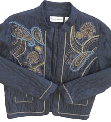 ALFRED DUNNER Women&rsquo;s 18 Long-sleeved Stretch Coat Paisley Embroidered Chambray