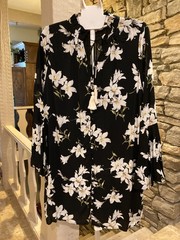 Entro Button-down Tunic Dress, Small, Stand-up collar, Flare Sleeve, Lined NWT