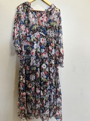 Anthropologie The Marais Printed Chiffon Maxi Dress Size M Petite Sheer
