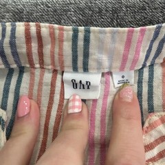 GAP Womens Multi Color Striped Linen Blend V-Neck Tiered Midi Dress Size 0