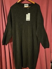 Apparis Black Pullover Dropped Shoulder Dolman Sleeve Midi Sheath Dress