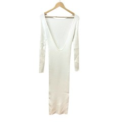 Bazilika Open Back Knitted Rib Sweater Maxi Dress NWT White Old Money XS / S