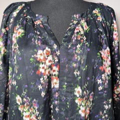 Tuckernuck Onyx Falling Flowers Cotton Tiered Maxi Dress Womens L