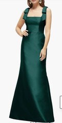 Alfred Sung Satin Twill Gown,bow Shoulders,Sz8R,evergreen,New