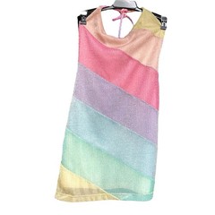Kurt Geiger Glitter Pastel Rainbow Stripe Halter Mini Dress Swim Cover-up | Sz S