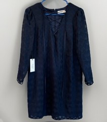 Ali & Jay Navy Blue Chevron Textured Mini Dress Size M NWT Long Sleeve Lined