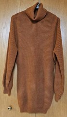 HERA Collection Camel Brown Knit Balloon Turtleneck Sweater Dress Women&rsquo;s Size S
