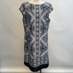 Tiana B. Women&rsquo;s Dress Shift Size 14W White Blue Beige Multicolor