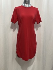 Denver Hayes Red Crewneck Mini T-shirt Dress every day leisure beach comfy 1460