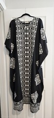 Gypsie Blu Caftan Dress Women Plus Black White Floral Print Tunic Beach Lounger