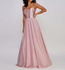City Studio Women&rsquo;s Juniors Pink Metallic Lace Corset A-Line Dress Size 1/2