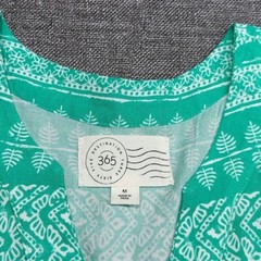 Destination 365 Allover Printed Split Neck Viscose Dress Medium Sz Green Top