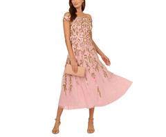 Adrianna Papell Beaded Fit & Flare Dress MSRP $329 Size 10 # 14B 2483 Blm