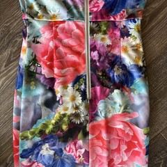 Ted Baker Light Blue Multicolor Floral Sleeveless Sheath Dress, Size 1 (US 2-4)
