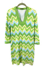 J McLaughlin Catalina Cloth Dress Size Medium Stretch Beach Resort Chevron Print